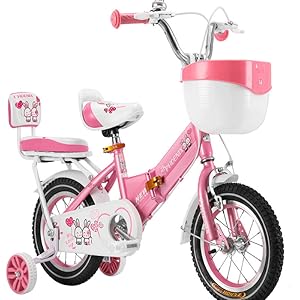 Amazon | 女の子 自転車 補助輪付 折りたたみ キッズバイク 高