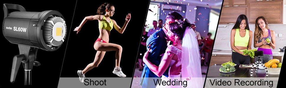 Godox SL-60W Kit with Softbox and 2.8M Stainless Steel Light Stand LED Video Light