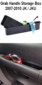 GrabTray Passenger Grab Handle Storage Box for 2007-2010 Jeep Wrangler JK JKU Organizer Tray