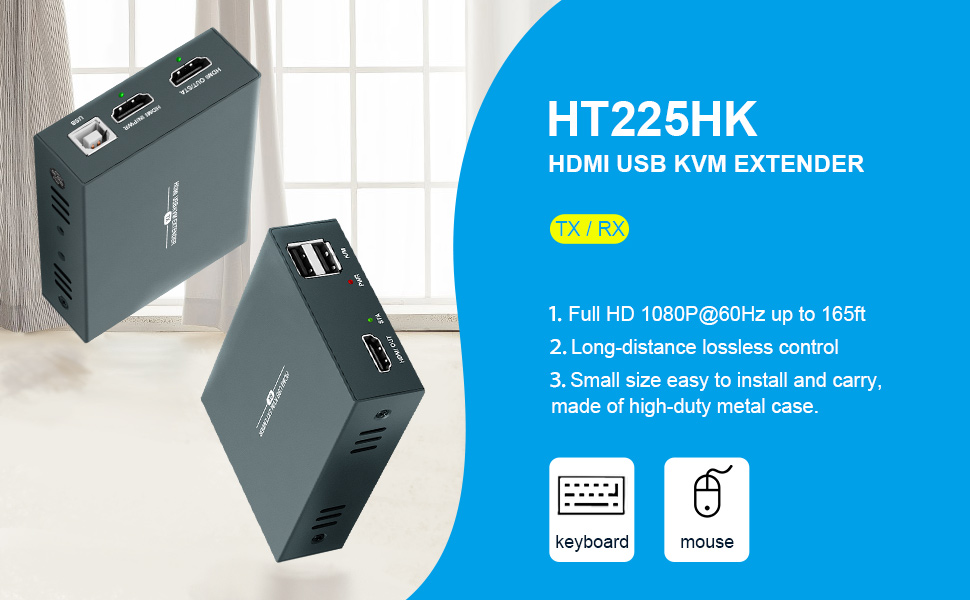 GREATHTEK HDMI KVM Extender Over Cat5e/6/7 165ft/50m, HDMI KVM