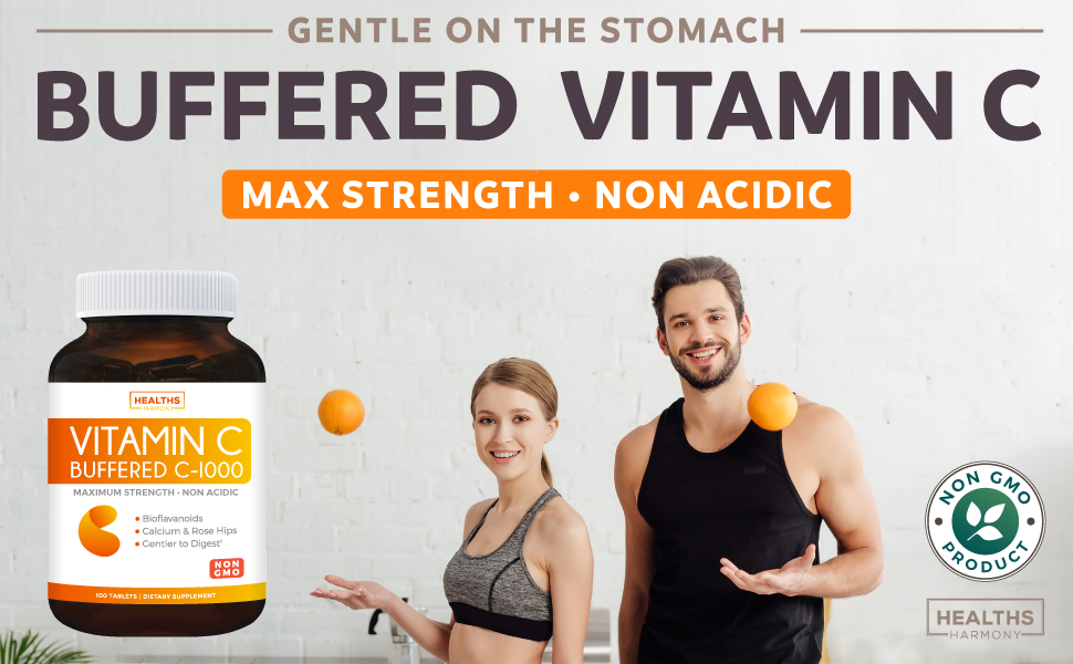 Buffered Vitamin C 1000mg Tablets (NonGMO) Immune Support