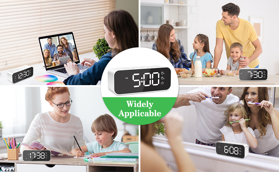 MOSUO LED Digital Alarm Clock, Rechargeable Bedside Clock With Voice