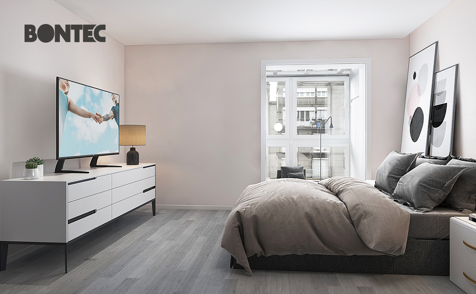 BONTEC Universal Table Desk Pedestal TV Stand Tabletop Screen Monitor