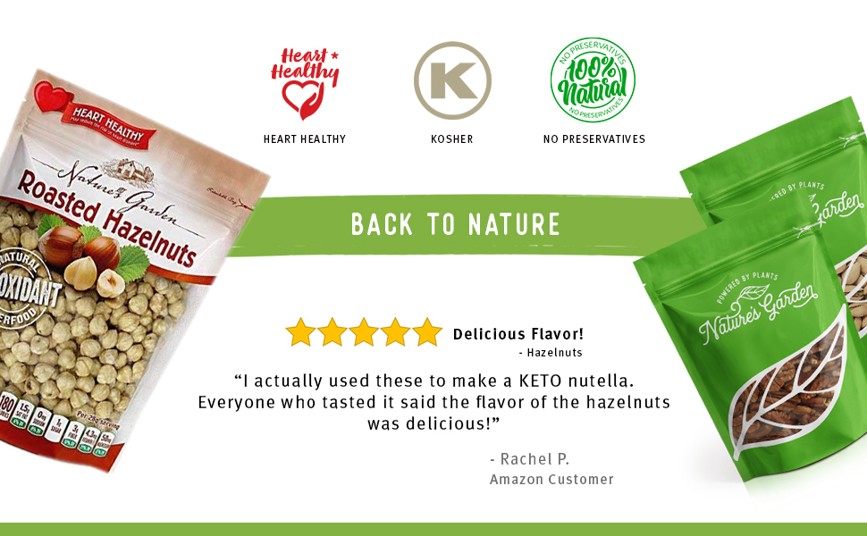 Nature’s Garden Roasted Hazelnuts 26oz., Whole Roasted Hazelnuts, Raw Bulk Hazelnuts, High