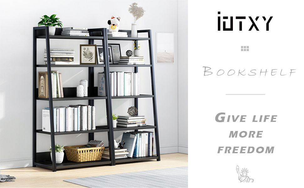 mireneko_book storeページ Amazon.com: IOTXY 5 Tier Open Bookshelf - Steel and Wood