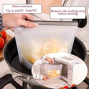 Silicone Food Storage Bag 4 PCS 6 use