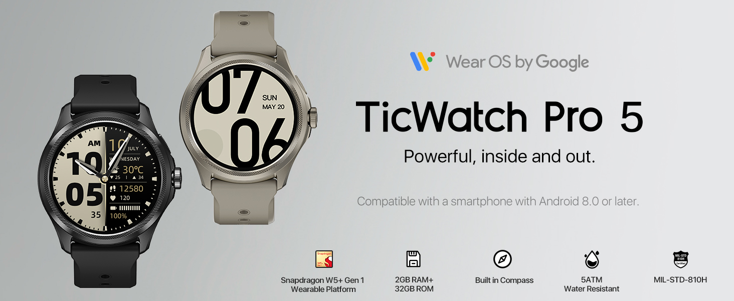 TicWatch Pro 5 Sandstone（アッシュグレー） Wear OS 3「TicWatch Pro 5」新色Sandstone発売 – Jetstream BLOG