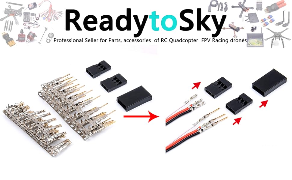 Readytosky RC Servo Plugs Universal Servo Cable Wire Male