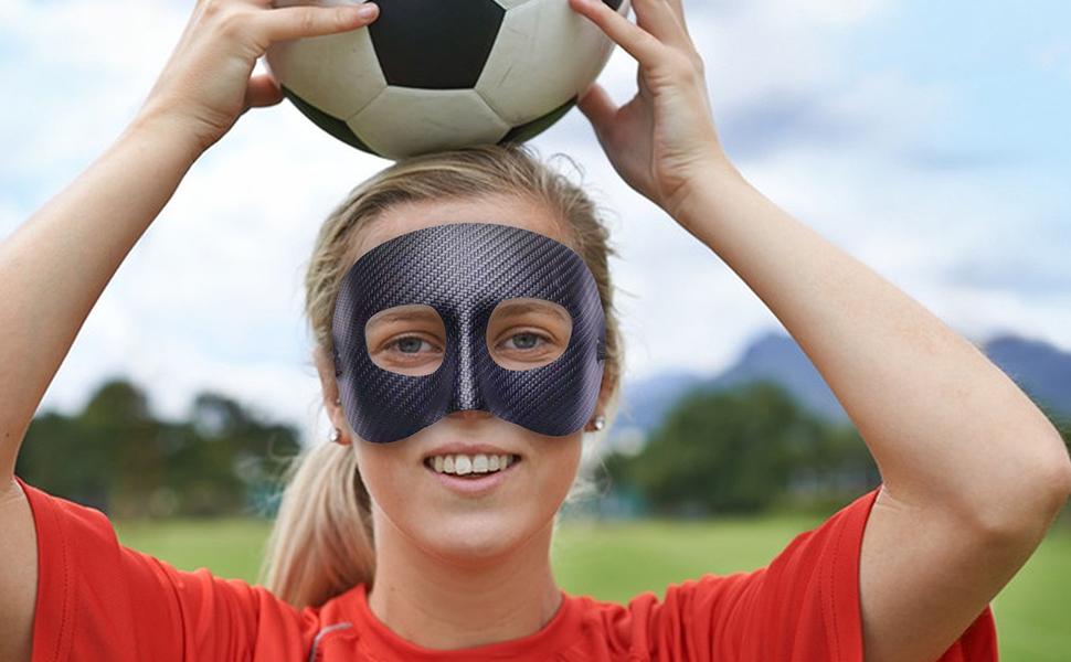 Maschera Protezione Naso Per Sport - PVC Nero Per Basket, Calcio, Lotta