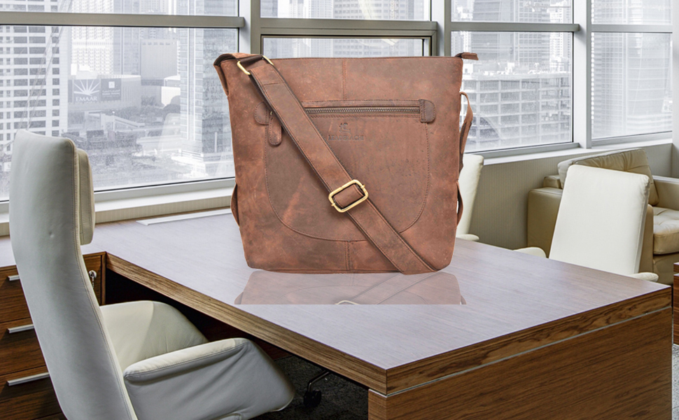 LEADERACHI Vintage Hunter Leather Crossbody Sling & Handbag for womens