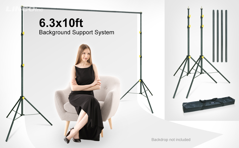 LINCO Lincostore Backdrop Support Stand Kit 10x6.5ft Adjustable Photography Studio