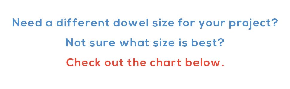 Dowel size comparison chart