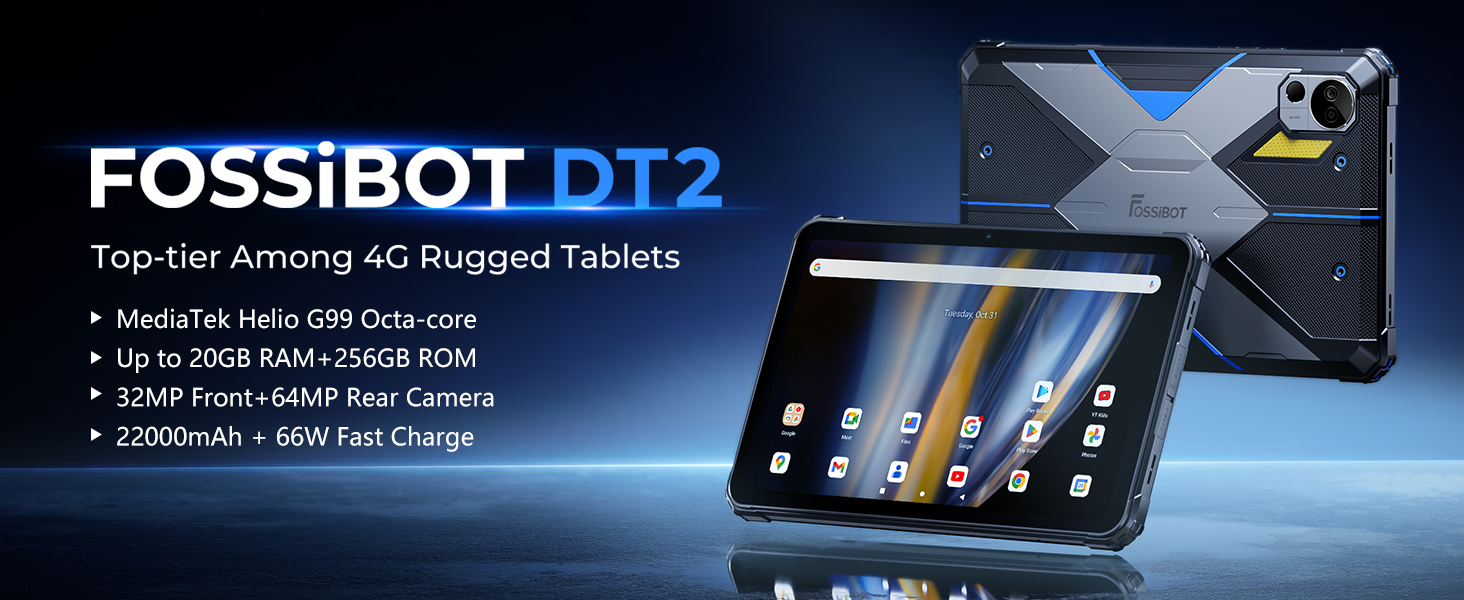 Amazon.com : FOSSIBOT DT2 10.4in Rugged Tablet, 22000mAh