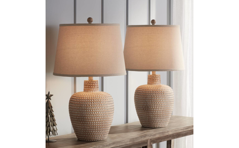 Alese Neutral Earth Finish Textured Dot Jug Table Lamp