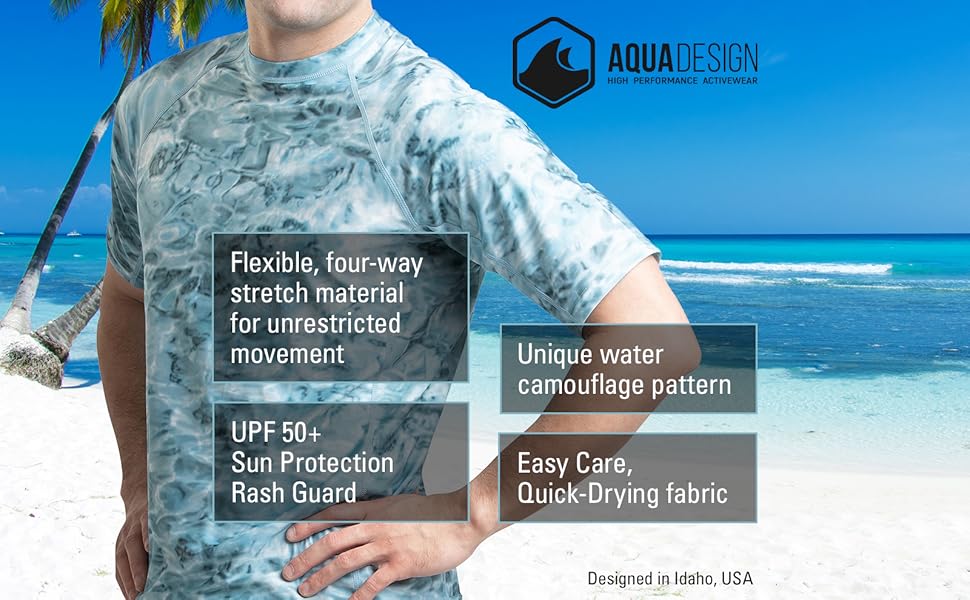 Aqua Design Mens Rash Guard Solar Shirt: Brief Sleeve Swim High Rashguard for Males 10 short sleeved rash guard surf shirts men sleeve mens rashguard top uv tee surfing adult spf man