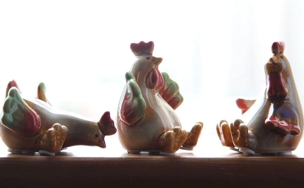 Amazon.co.jp: 置物 鶏 3点セット にわとり 陶磁器 北欧