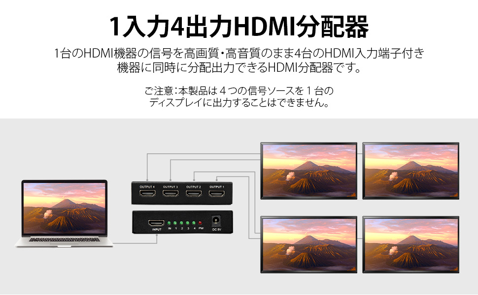Amazon.co.jp: HDMI 分配器 EONON 4出力 1入力 4台同時分配出力