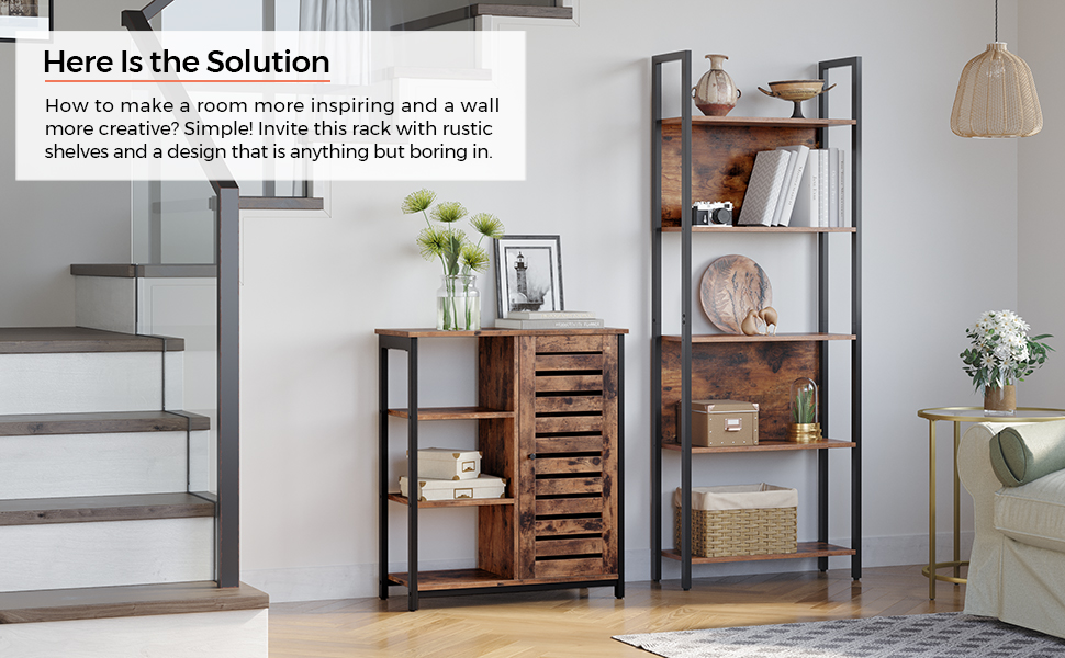 VASAGLE ALINRU Storage Shelf, Bookshelf with 5 Shelves, Steel Frame