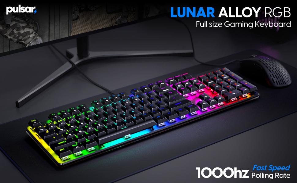 Pulsar Lunar alloyFull size RGB Gaming Keyboard with aluminum board, red linear switch