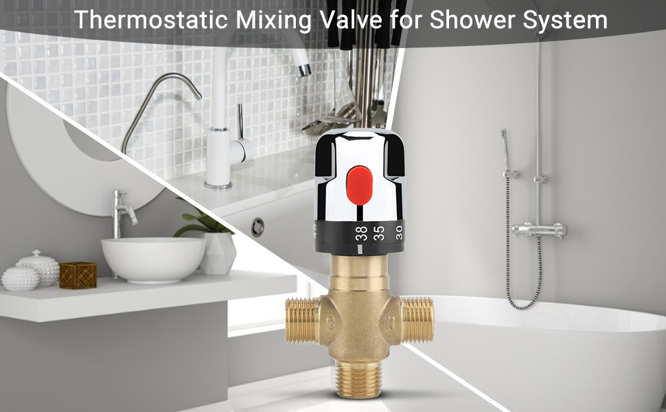 Solid Brass G1/2 Thermostatic Mixing Valve for Shower System Water