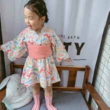 Amazon Augwindy 浴衣 和服 ワンピース 浴衣ドレス 兵児帯付き 女の子 ガールズ キッズ 着物 薄手 夏祭り 花火大会 着物 浴衣 通販