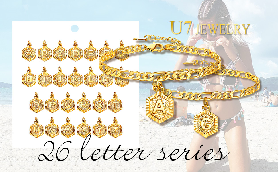 initial anklets gold chain bracelet