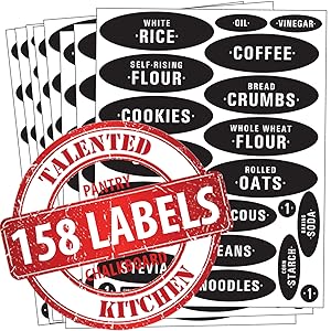 158 labels TALENTED KITCHEN PANTRY FOOD CHALKBOARD LABEL SET