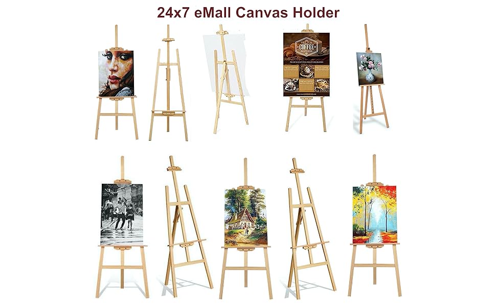 24x7 eMall 5 ft (152cm) Wooden Easel Canvas Holder Display Adjustable