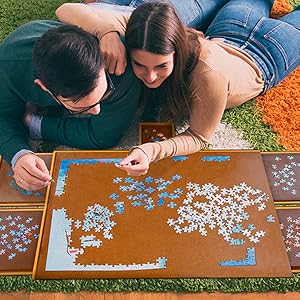 Jumbl Puzzle Board Rack | 27a€ x 35a€ Wooden Jigsaw Puzzle Table w/ 6 Storage & Sorting Drawers | Smooth Plateau Fiberboard