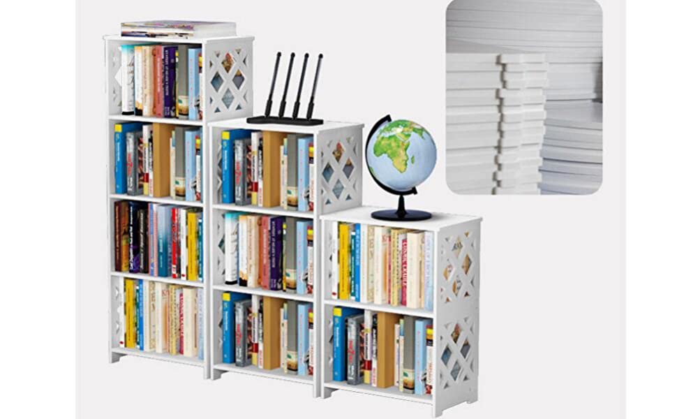 Komost Small Bookcase, White Bookshelf, Bedside End Table, Small Table