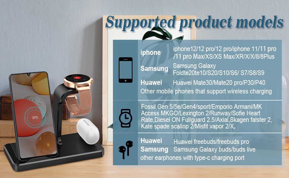 Kartice Compatible with Fossil Gen 5 Charger Multiple Charger with Type