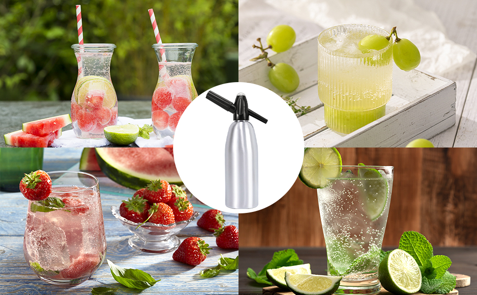 Soda Machine,1L Portable Alloy Homemade Carbonator Seltzer Water Gun