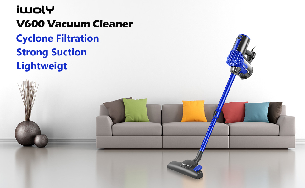 iwoly V600 Vacuum Cleaner 17KPa Powerful Suction,Bagless Corded Stick