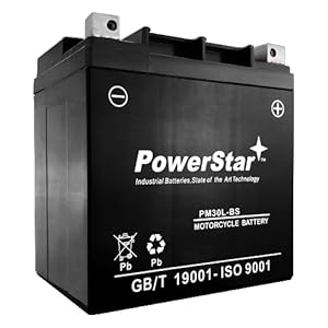 PowerStar Replaces YTX30L-BS Motorcycle Battery for Harley Davidson 1690 FLH/FLT