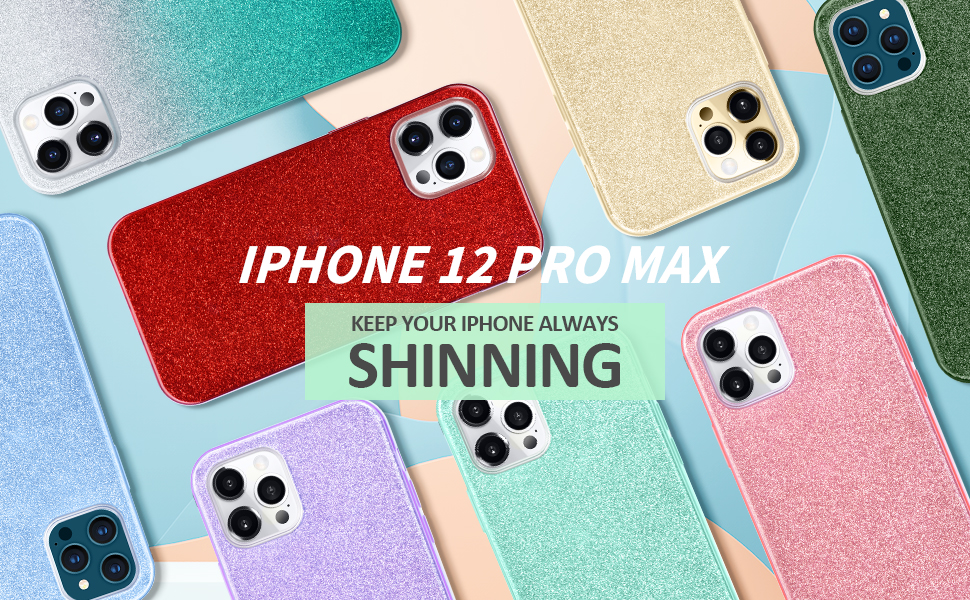 MATEPROX iPhone 12 Pro Max Case Bling Sparkle Cute Girls