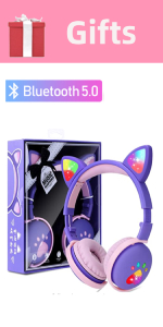 Wireless Headphones Cat Ear LED Light Up BluetoothMicrophone for Online Distant Learning