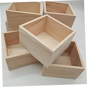 Amazon.co.jp: 2個 正方形 木箱 蓋なし 長10cm 奥6cm 木製 箱