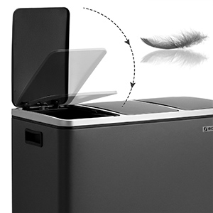 Poubelle Tri Sélectif 3 Bacs, 3 X 18L, Poubelle 3 Compartiments, Couvercle à Fermeture Lente, Avec Seaux Intérieurs Et Poignées, Pour Cuisine, Noir LTB54BK Par SONGMICS 12 LTB54BK