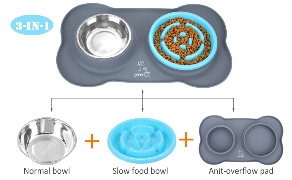 pecute 3in1 Slow Eating Dog Bowls with Non Slip Mat BPA Free Slow Feeders Interactive Puzzle pecute 3in1 Slow Eating Dog Bowls with Non Slip Mat BPA Free Slow Feeders Interactive Puzzle