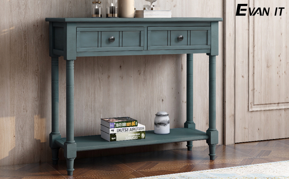 Sofa Table with Drawers Entryway Table Wood Console Table