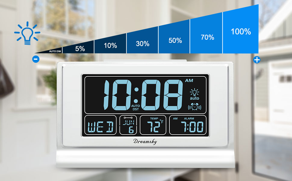 DreamSky Digital Alarm Clock with Battery Backup for