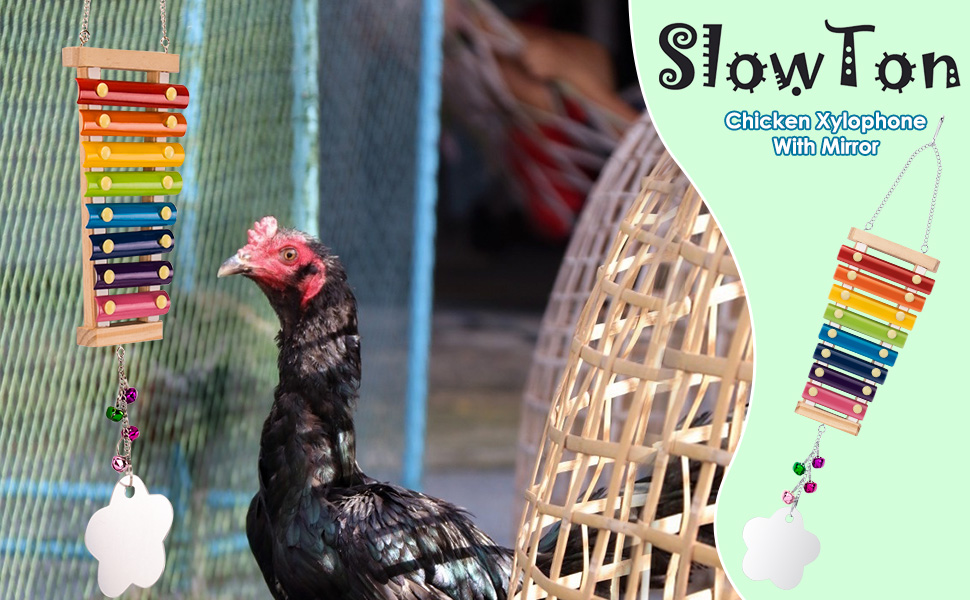 SlowTon Chicken Xylophone Toy with Mirror Bell for Hens