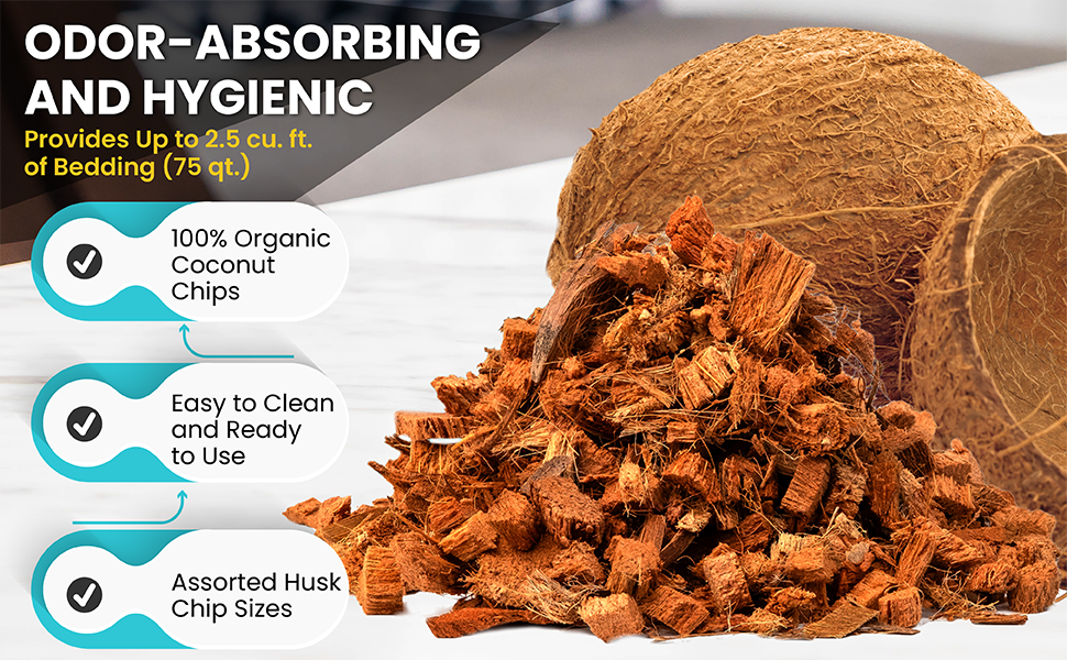 Organic Coconut Husk Chips – Ideal bedding and breeding use for reptiles amphibians Coconut Chips