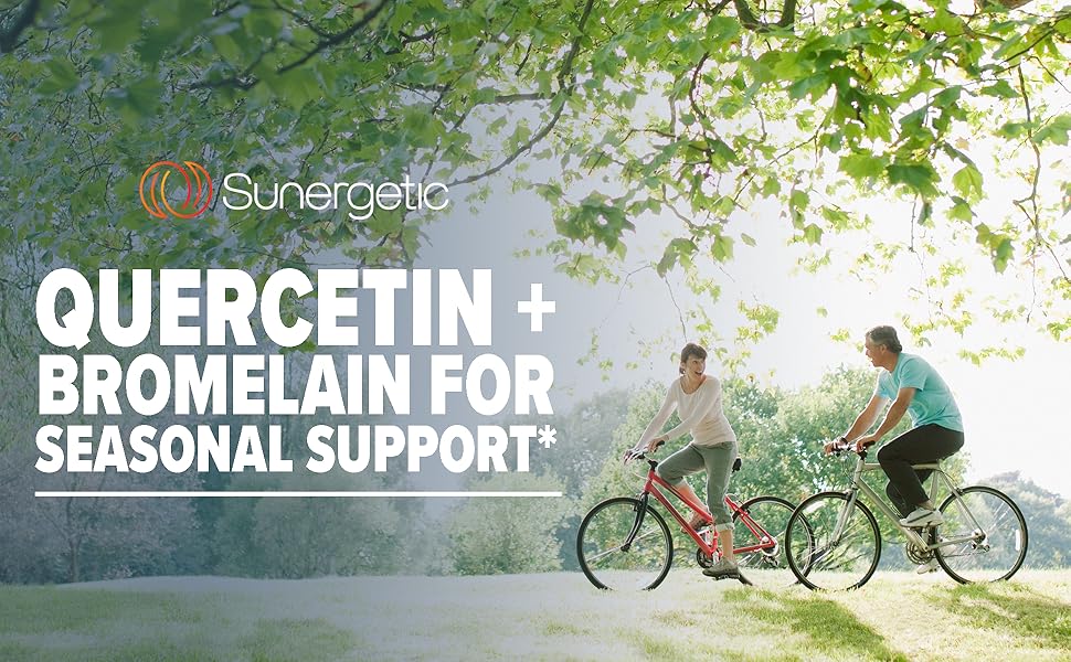 Sunergetic Premium Quercetin with Bromelain 500mg for Seasonal Allergy Support