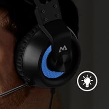 אוזניות גיימרים + מיקרופון נוחות במיוחד עם אורות לד Mpow | MPBH357AD | EG3 Pro Gaming Headset | PL | LED