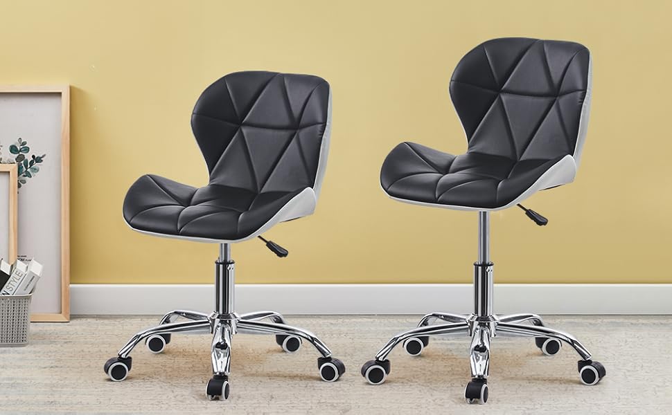 TUKAILAi 2PCS Adjustable Desk Chair Faux Leather Swivel Computer Desk