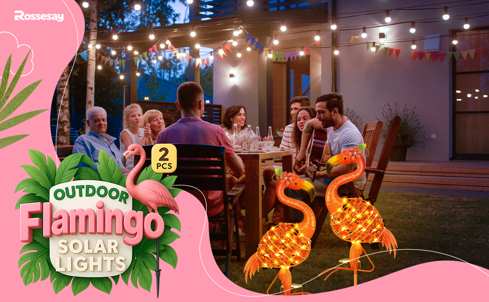 flamingo♡ Rossesay 2 Pcs Flamingo Solar Lights Flamingo Yard
