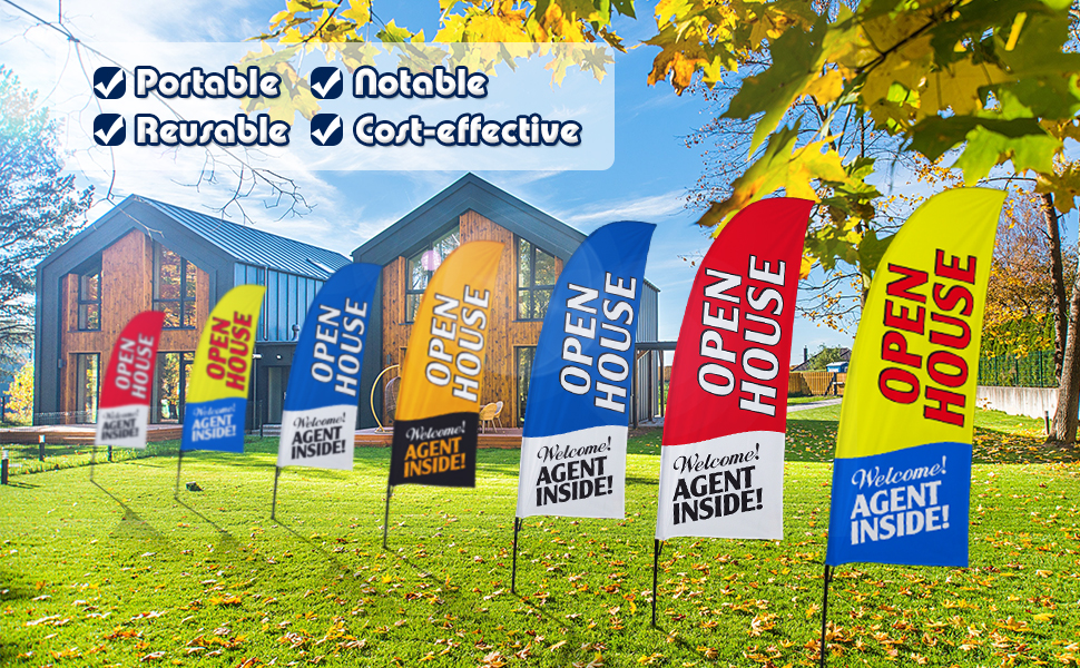 Open House Flag and Pole Kit, Real Estate Signs Feather Flag for House
