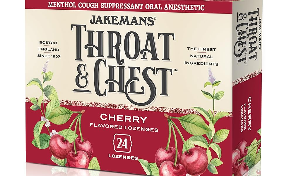 Jakemans Cherry Throat & Chest 24 Lozenges Box Health & Household