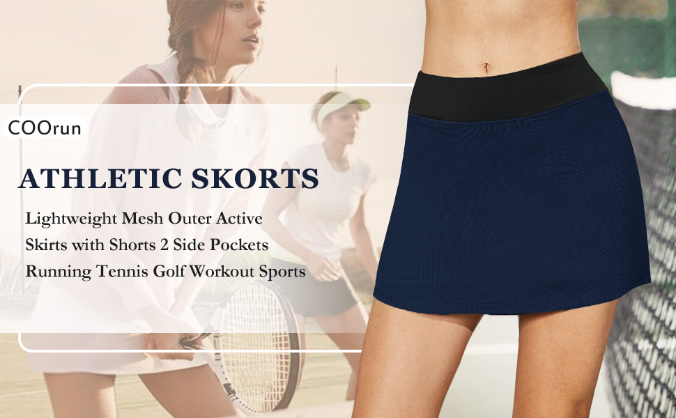 High waisted tennis skirts for women, Lightweight breathable side slit tennis skirt, skorts